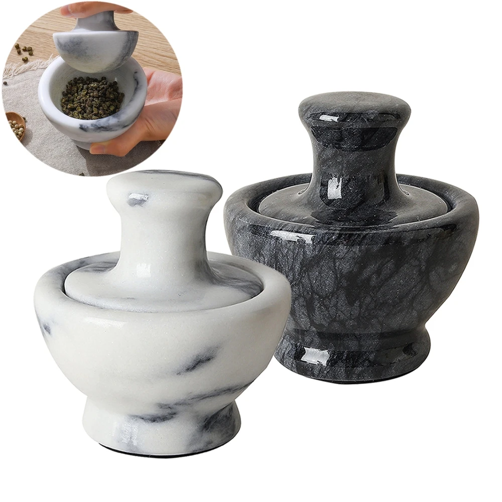 

1 Piece Marble Mortar And Mushroom Pestle Stone Grinder Garlic Crusher Spice Mills Grinder For Fine Grind Kitchen Cooking Tools
