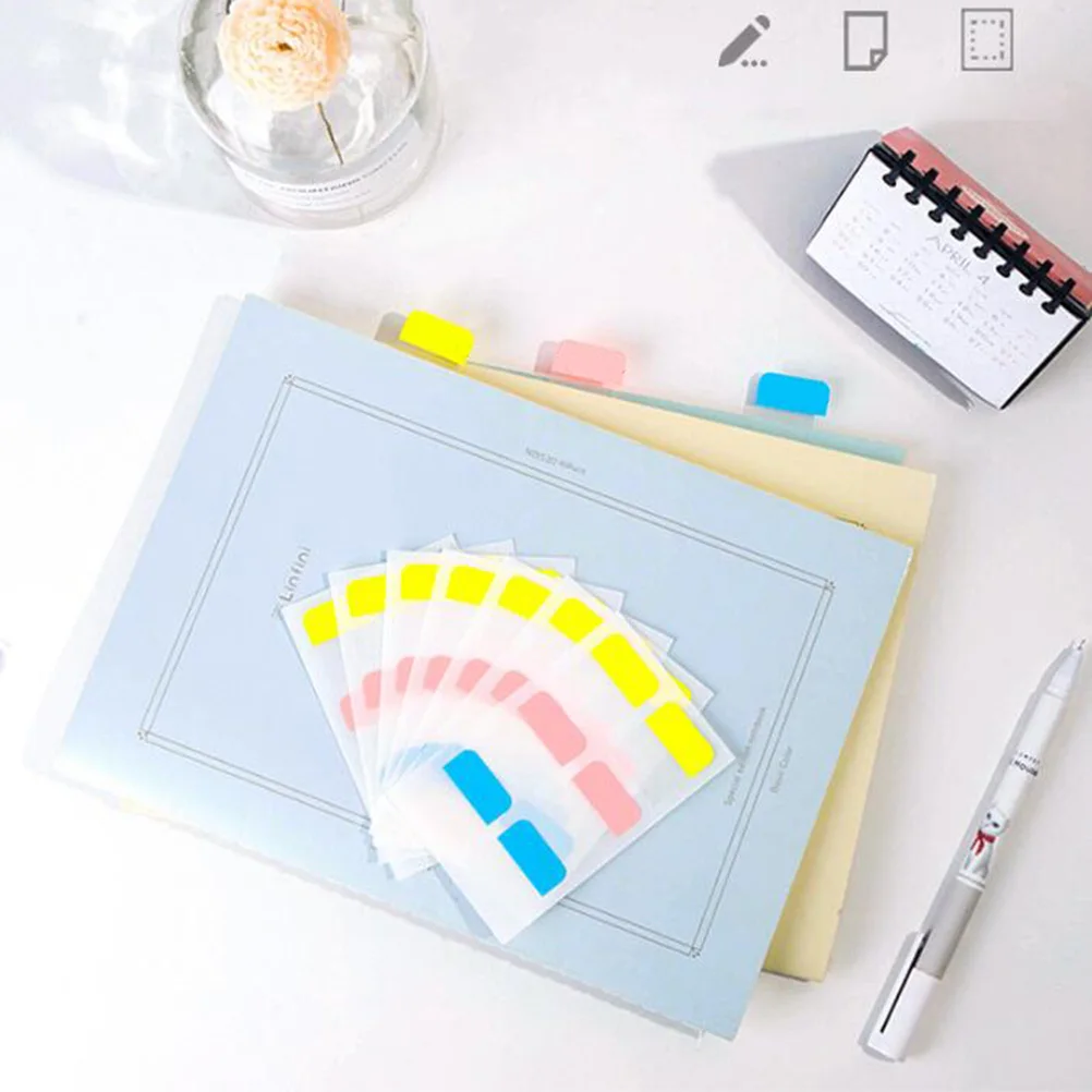 

8 Sheets Colorful Sticky Index Stickers Memo Pads Assorted Rainbow Colors Self-Adhesive Notes For School Office Supplies Peel