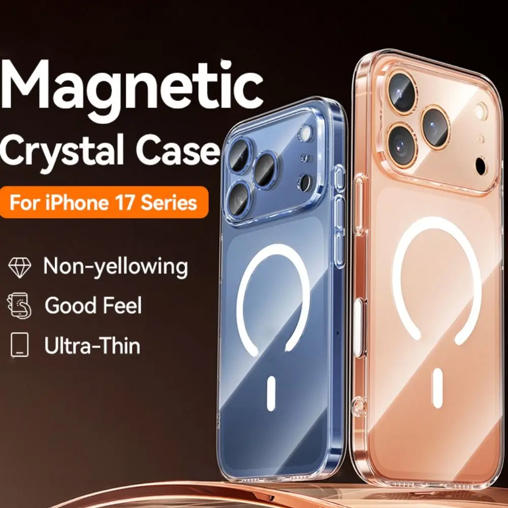 Transparente magnetische Hülle, dünne Anti-Gelb-transparente Hülle, stoßfeste Silikon-Handyhülle für iPhone 17/Air/Pro/ProMax