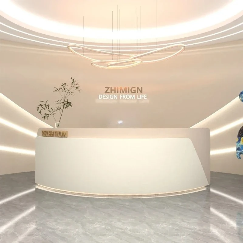 

Light luxury clothing store checkout page store small bar beauty salon arc front desk reception desk9344