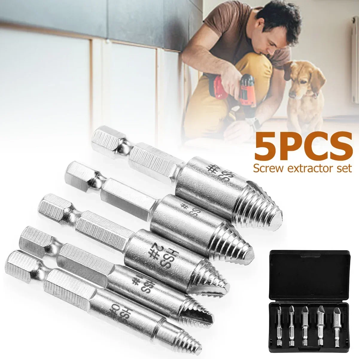 5Pc Damaged Screw Extractor Drill Bit High Speed Steel Double Easily Take Out Side Drill Out Broken Screw Remover Bolt Hand Tool