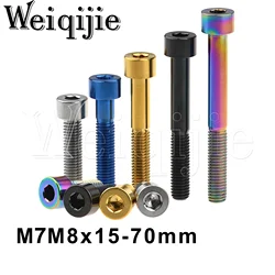 Weiqijie-tornillo hexagonal para bicicleta y motocicleta, Perno de titanio M7/M8x15, 20, 25, 30, 32, 35, 40, 43, 45, 50, 60, 70mm