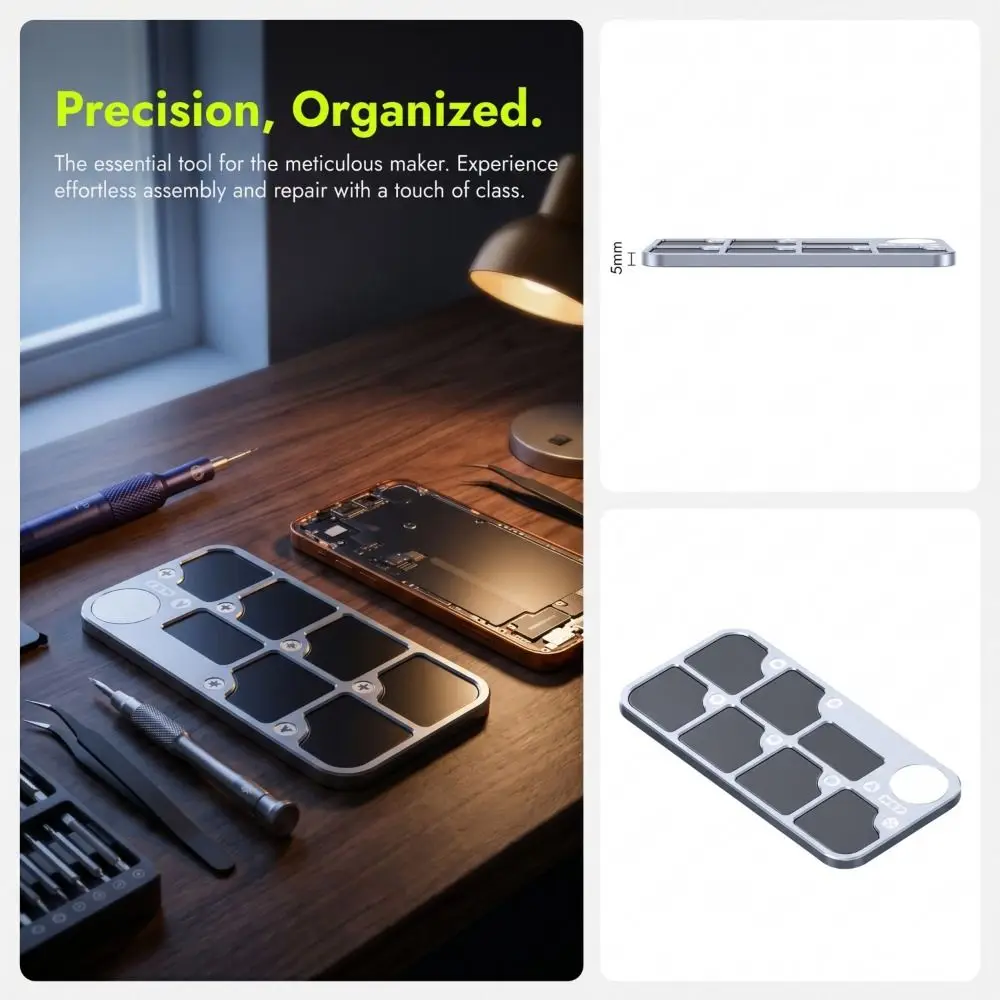 Aluminum Alloy Frame Magnetic Screw Storage Tray Rubber Mat Strong Magnet Module MS7 Screw Tray Magnetized Screw Heads