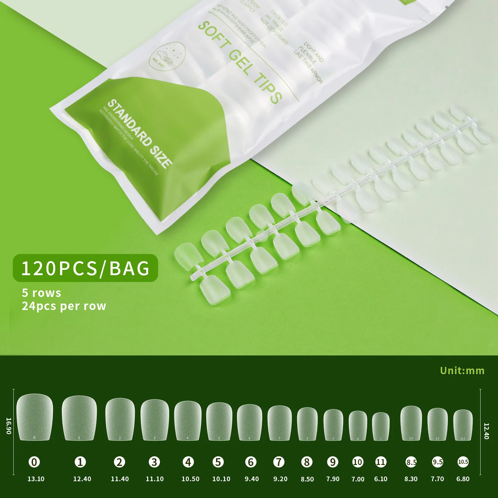 120 Stück ultradünne, weiche Gel-Spitzen, transparente, spurlose Press-On Coffin-Nägel für einen natürlichen Maniküre-Look – Detail 8