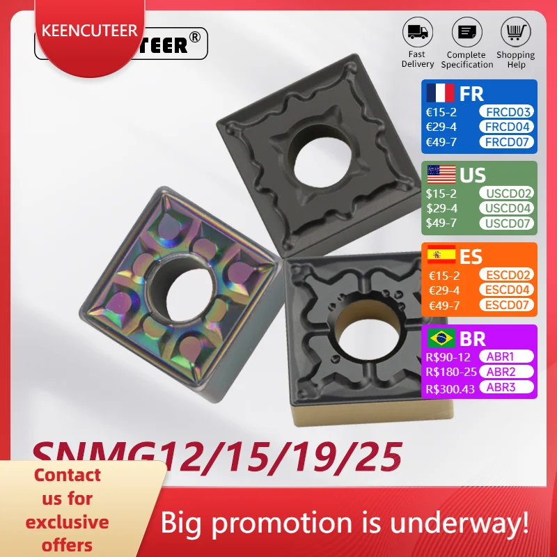 

SNMG Blade for Steel SNMG12/15/19/25 YZ6030 JC800 YZ5010 Carbide Insert for MCLNR External Turning Tool Cutter CNC Lathe