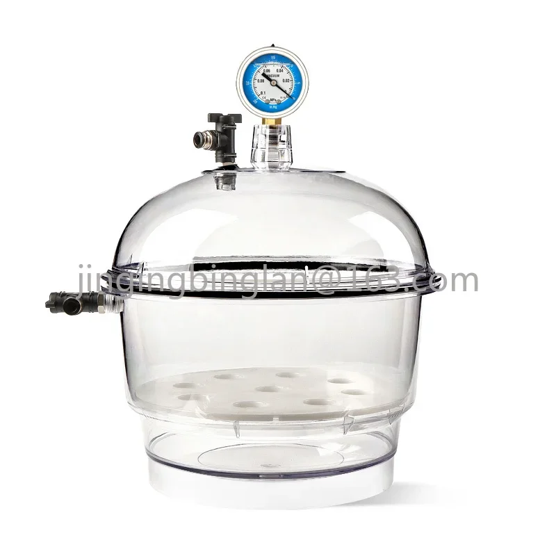 Laboratory Plastic Vacuum Dryer Transparent Vacuum Drying Vessel Polycarbonate Storage Tank Ball Valve Pressure Gauge 150MM