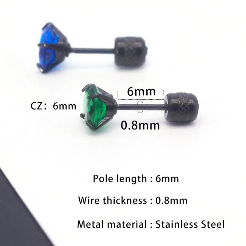 2pc 20G Hypoallergenic Titanium Steel Stud Earrings, Tiny Cubic Zirconia Screw Back Earrings, Cartilage Tragus Piercings Jewelry
