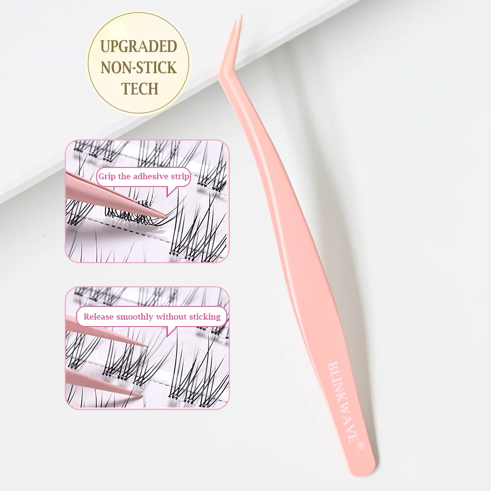接着剤不要のまつげクラスター ピンセット グリーン/ピンク 粘着防止アプリケーター つけまつげ ピンセット 接着剤不要のまつげツール