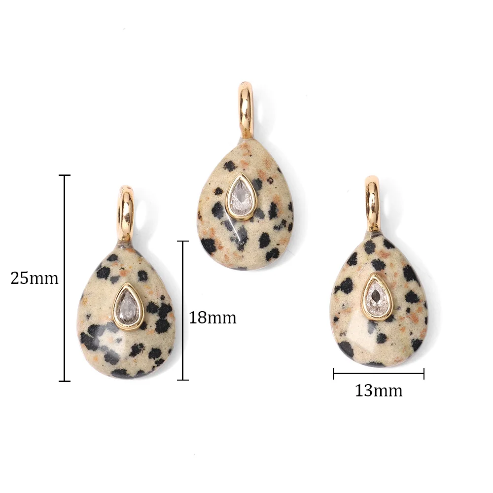2PCS Teardrop Natural Stone Pendant Tiger Eye Amethyst Labradorite Quartz Opal Charms For Jewelry Making DIY Necklace Earrings view 3