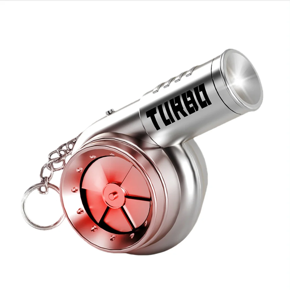 With Sound Turbo Key Chain Car Keyring Glowing Turbocharging Pendant Plastic Light Torch Simulation Turbo Christma Gifts