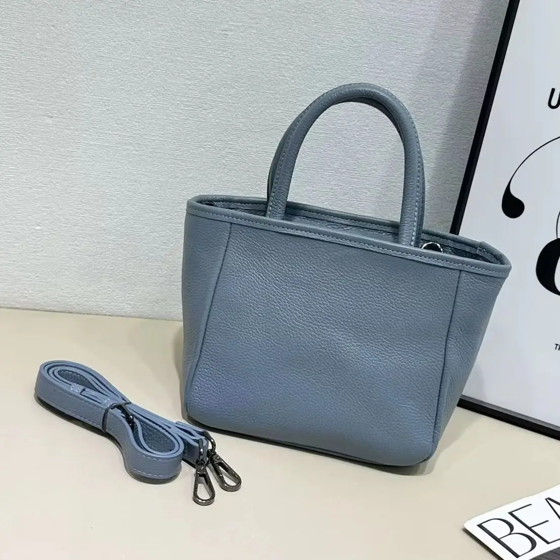 Genuine Cowhide Leather Women's Tote Bag for Woman Luxury De