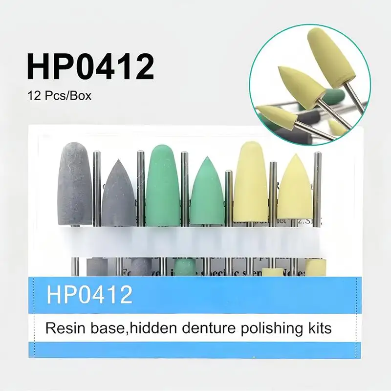 12Pcs/box Shank Diameter 2.35mm HP0412 Resin Polishing Kits For Low Speed Tools For Hidden Denture Finishing Dental Lab Use