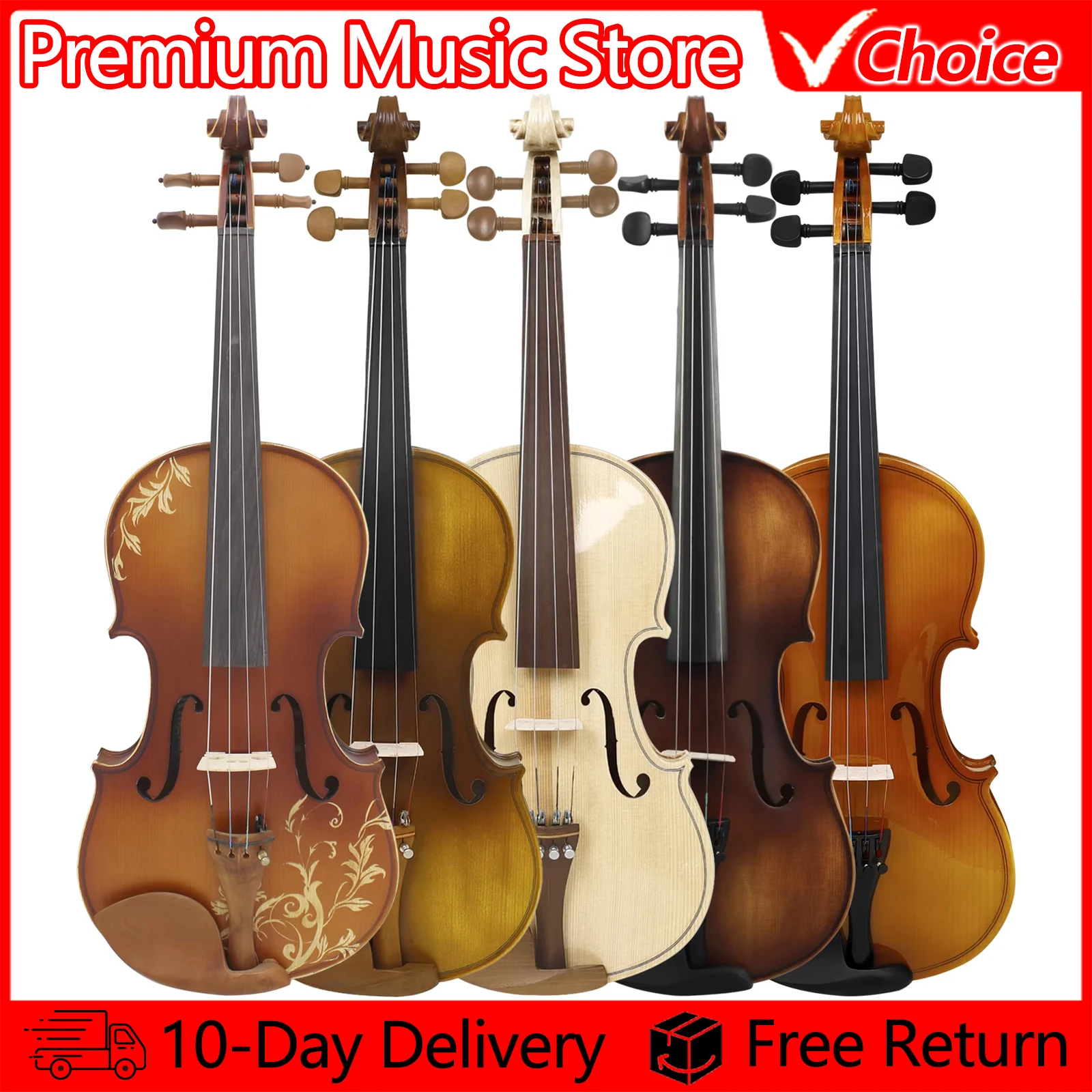 

Astonvilla Violin 4/4 Acoustic Violin Spruce Solid Wood Fiddle with Case Bow Strings Shoulder Rest Cloth Violin Accessories