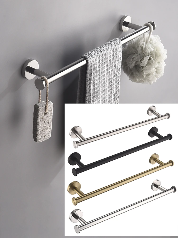 

Towel Holder Single Towel Rail with Hook Wall Mount Rack Bathroom Towel Bar 304 Stainless Steel Towel Shelf Bathroom Accessories