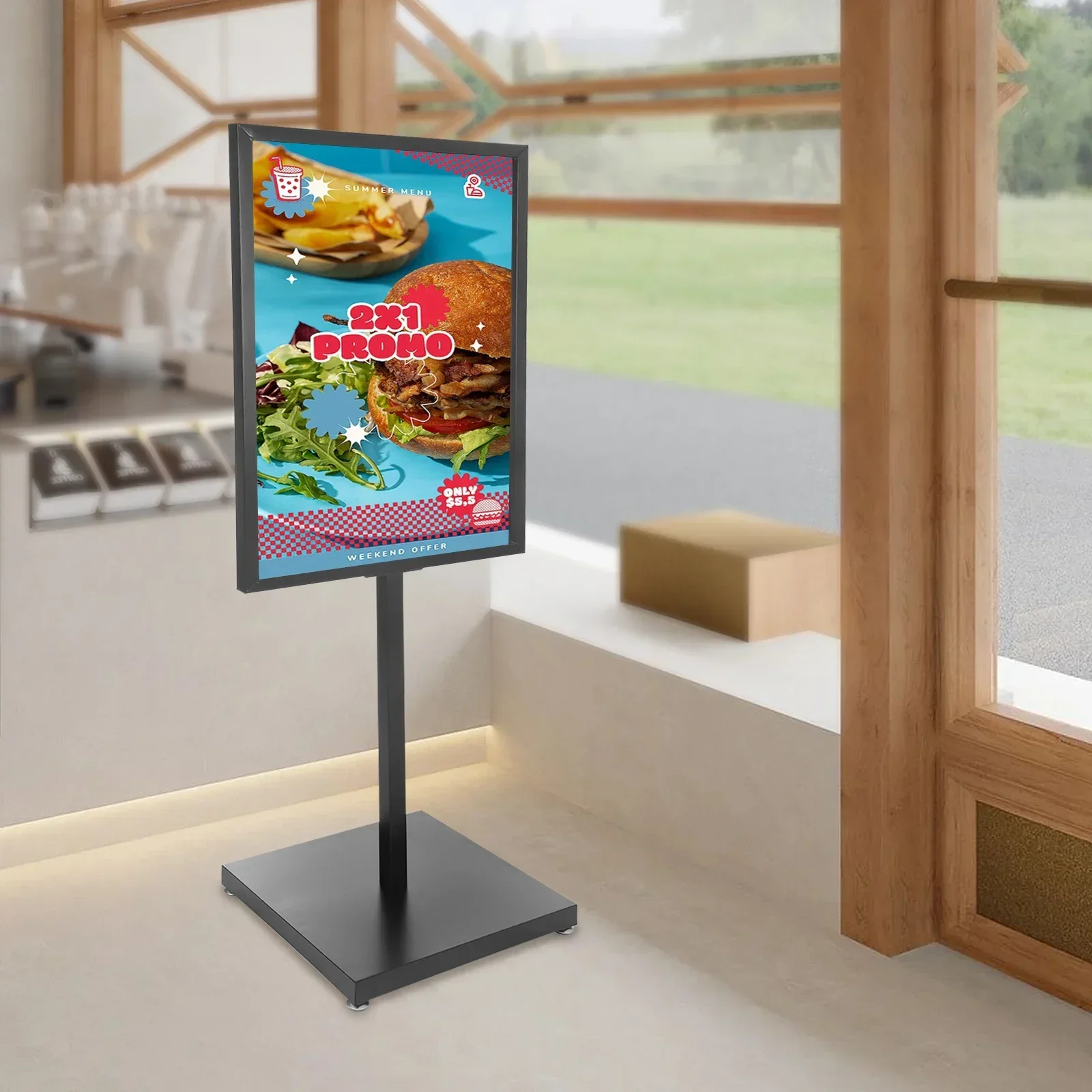 Schilderständer, Kundenstopper A1 Posterständer, Gehweg-Display-Poster, Werbetafel, Bodenständer, Schilderhalter 90 cm x 65 cm