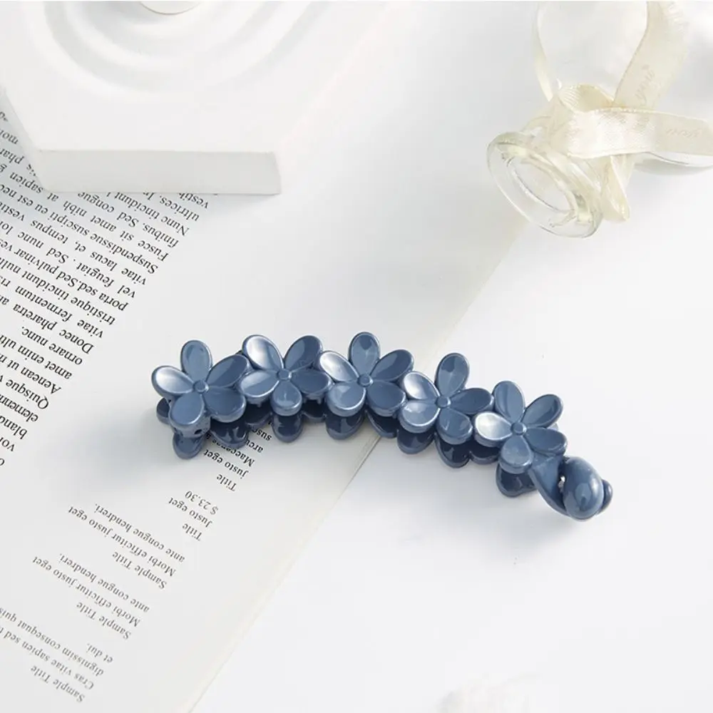 خمر البلاستيك زهرة الموز كليب زهر البرقوق الكورية نمط عمودي كليب دبابيس الشعر مشبك شعر ذيل حصان حامل النساء #4