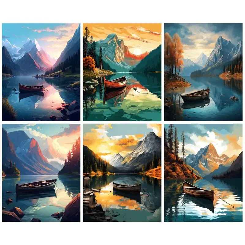 GATYZTORY Modern Painting By Numbers Mountain River Landsape Picture Acrylic Paints Gift Handicrafts Wall Decors Easy Beginner F