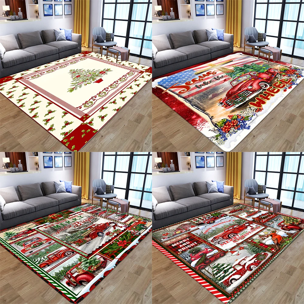 Merry Christmas Printed Carpet Non-Slip Entrance Door Mat Play Area  Kids Room Floor  New Year Home Decor  