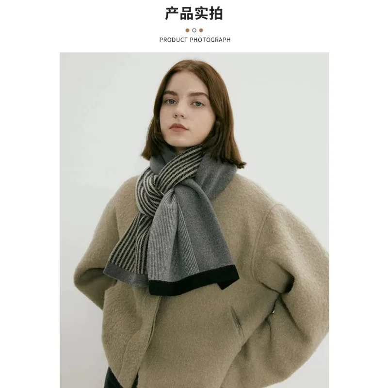 Scarf Women Solid Color Woolen Thick Warm Scarves Student Scarf Women Winter Korean Autumn Winter Simple All-Match Scarf C04