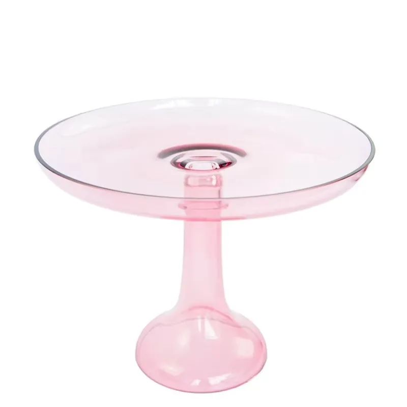 OEM Hand Blown Modern Decorative Pyrex Clear Colored Glass Display Stand Color Glass Cake Plates