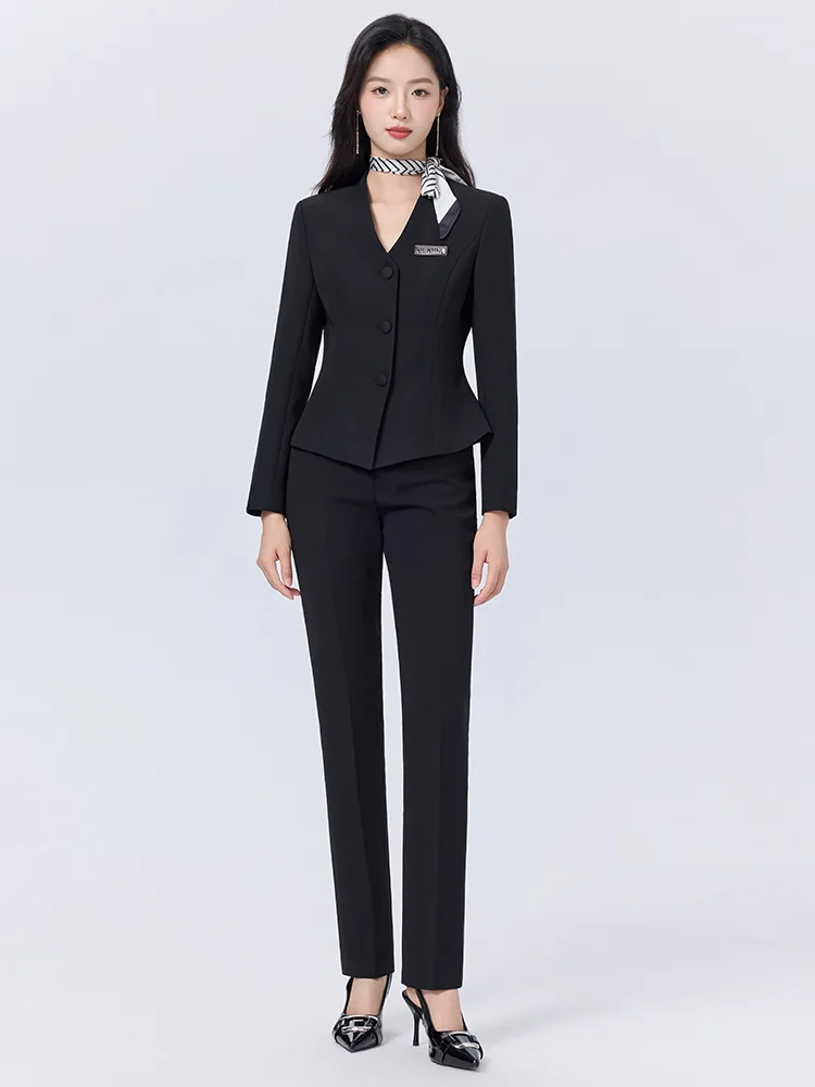 Hotel front desk receptionist work uniform for women, short style, customer service uniform for beauty salon receptionist