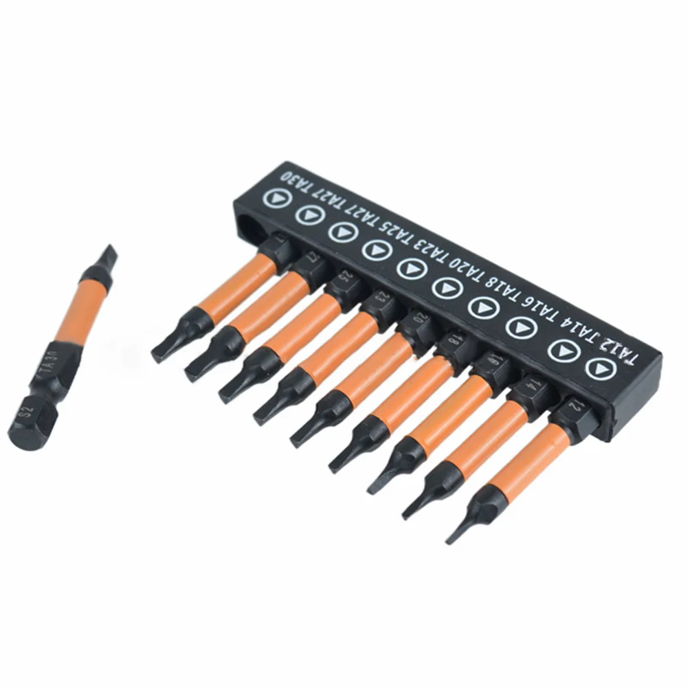 10pcs Alloy Steel Triangular Screw Bits Magnetic Screwdriver Bit Hexagon Shank Anti Slip Triangle Screw Head TA12-TA30
