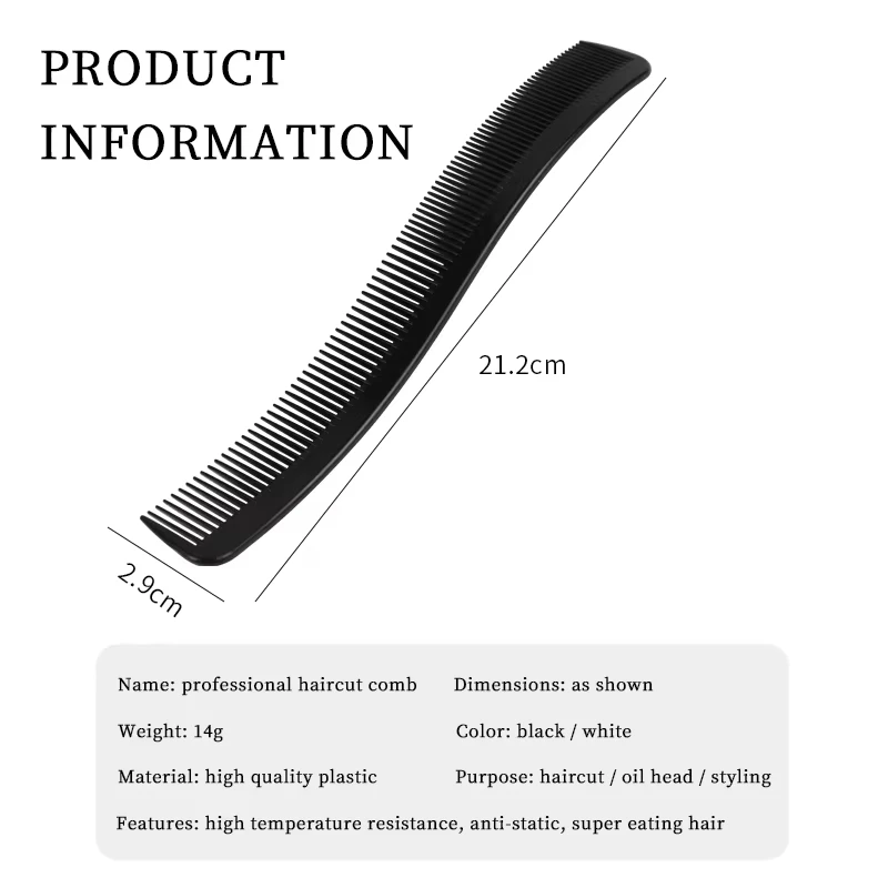Professional Curved Flat Top Barber Comb, Anti-static Hair Cutting Styling Comb For Salon Hairstyling