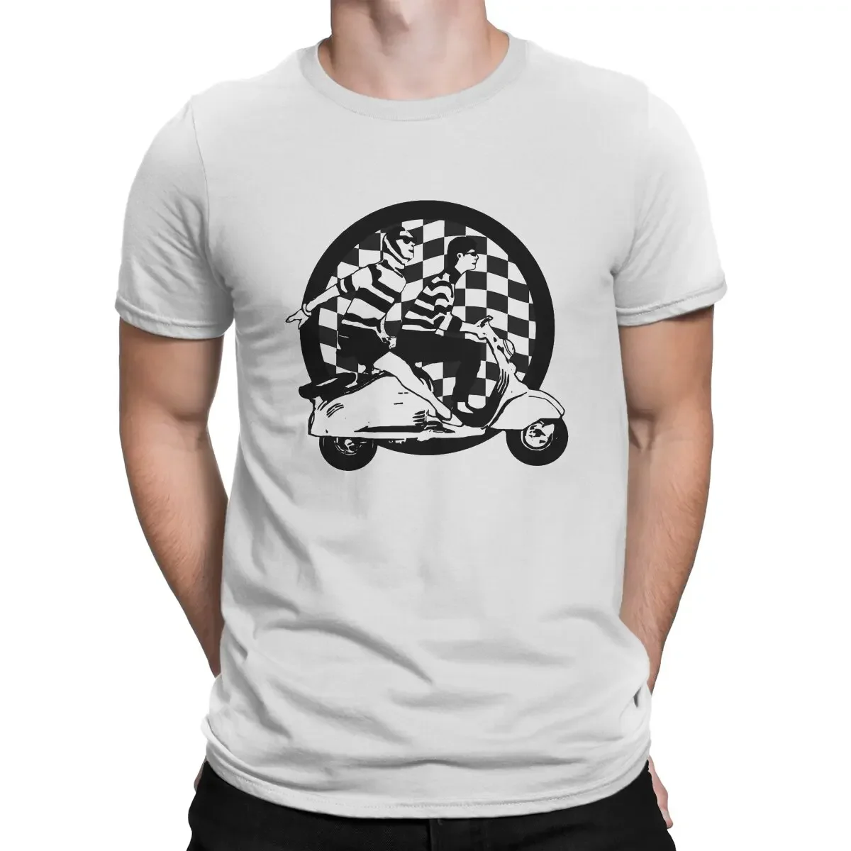 

Vintage Black and White T-Shirts Men Round Neck Cotton T Shirt Vespa Popular Transportation Tools Short Sleeve Tees 4XL 5XL 6XL