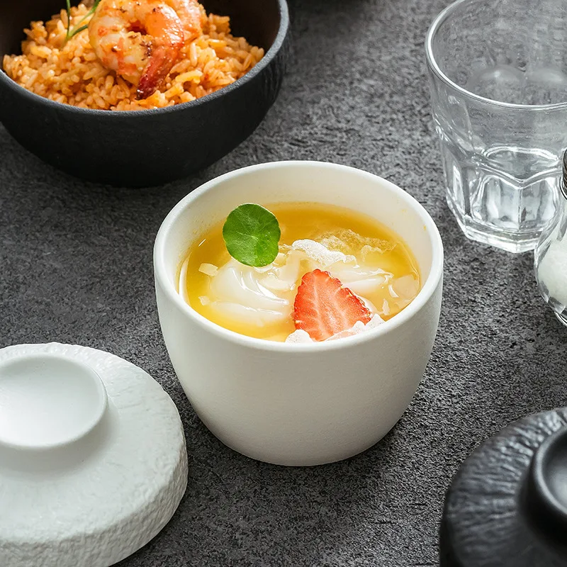 Ceramic stew cup with lid and water barrier household high-value bird's nest stew cup stew pot high-end hotel crock pot small so