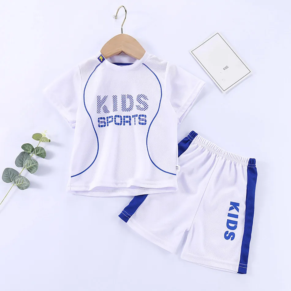 Baby T Shirt Shorts Boy Girl Summer Quick Drying Tops Bottoms Kids 2 Pcs Clothing Set Children Sleepwear Football Sport Clothes