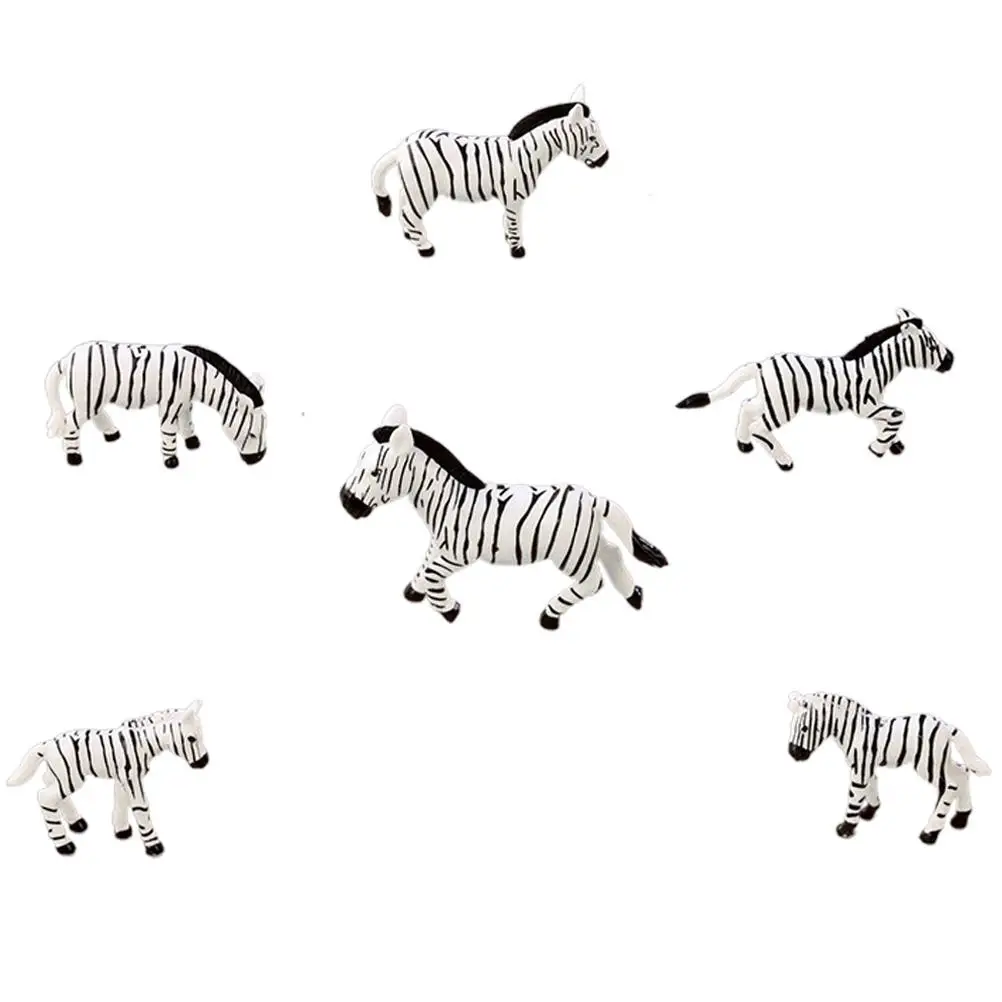 

6 Pcs Resin Zebra Figurines Adorable Animal Statues Miniature Home Decor Cute Desk Accessories Garden Yard Decoration Micro