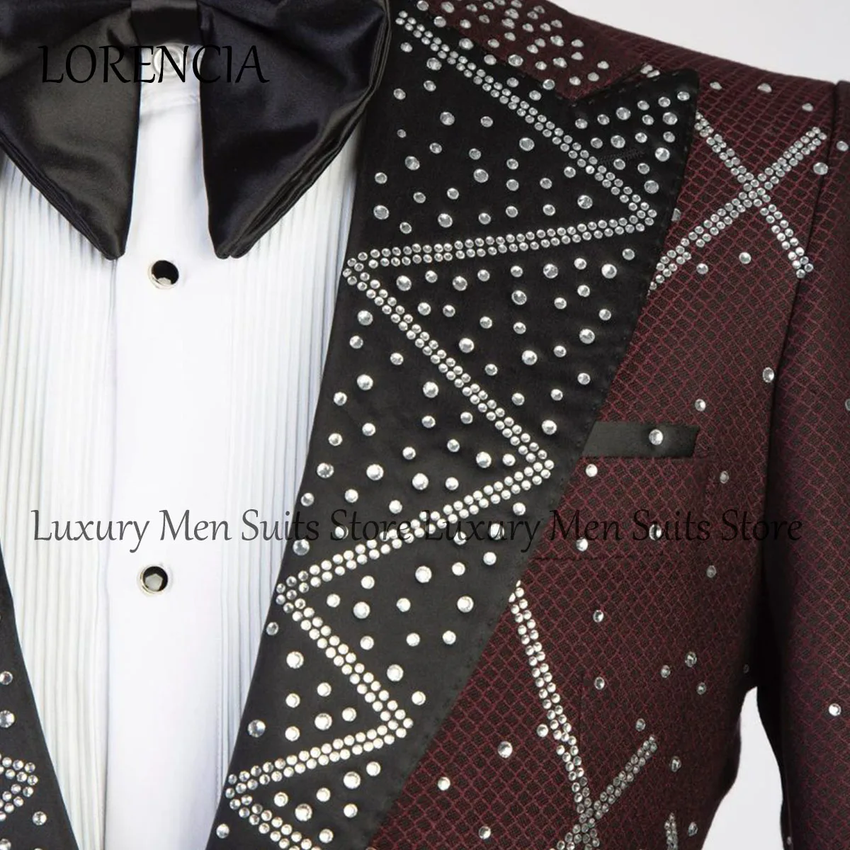 Sparkly Diamond Black Men Suits 3 Pieces Sets Wedding Groom Tuxedos Beaded Crystals Male Prom Blazers Slim Fit Costume Homme