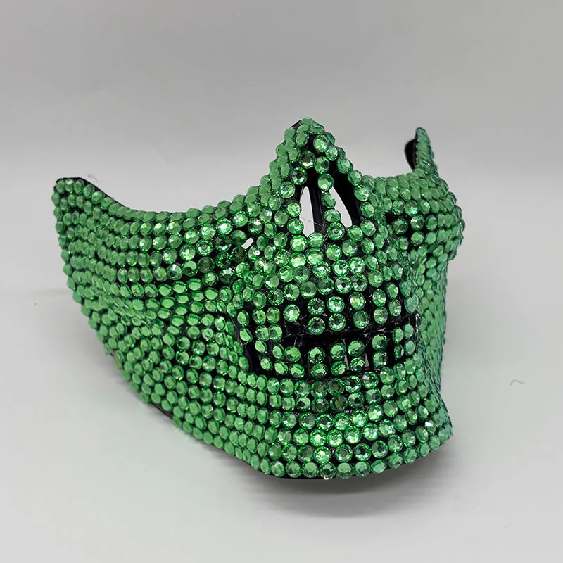 Rhinestone Half Skull Mask for Men Women Masquerade Party Cosplay Costume Accessory Ghost Face DJ Stage Crystal Bling Mask