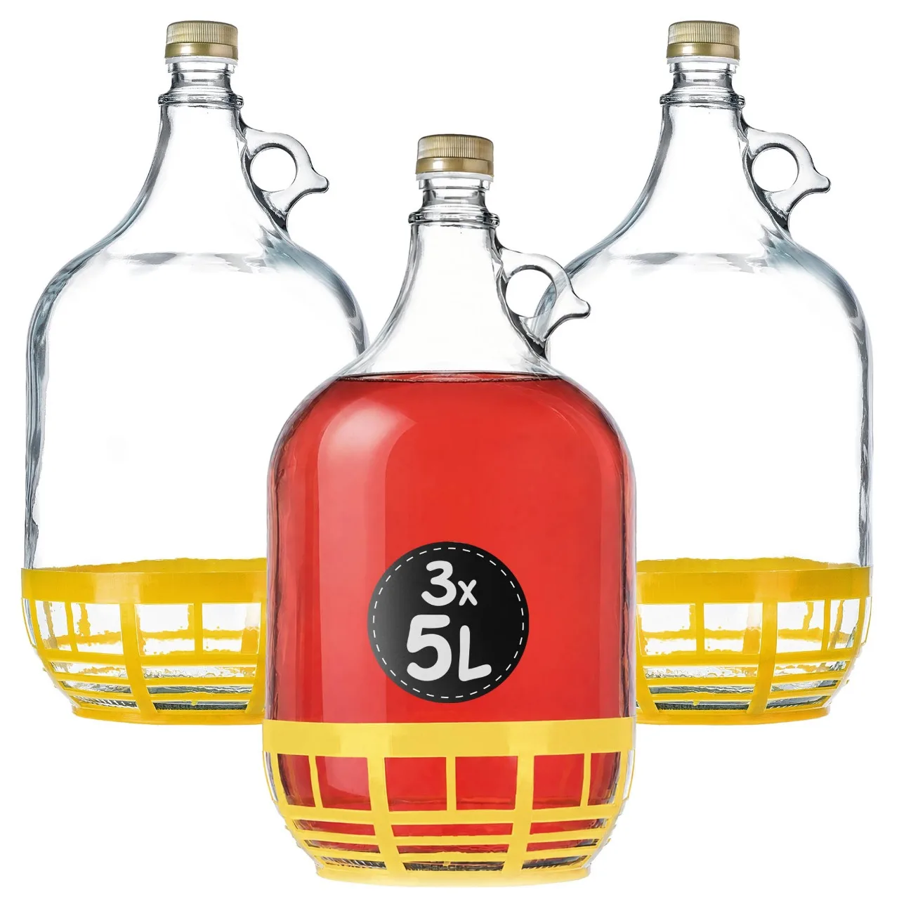 Kadax 3X Gonfiatore per Vino 5L, Bottiglia a Cesto per Vino + Tappo