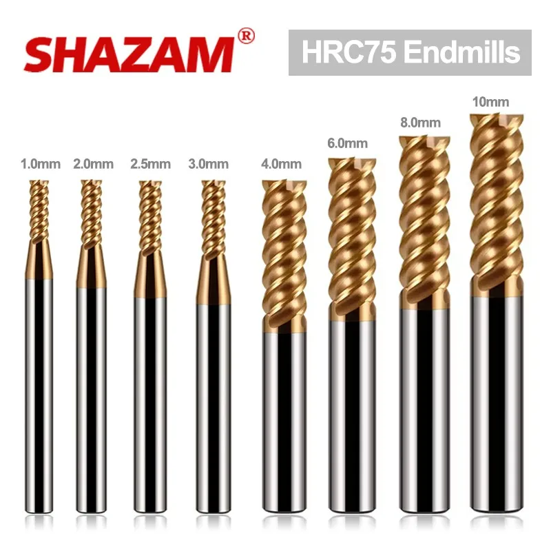 SHAZAM HRC75 4-Flute Special For Heat Treatment Quenching Materials Milling Cutter Tungsten Steel Carbde CNC Endmills Tools