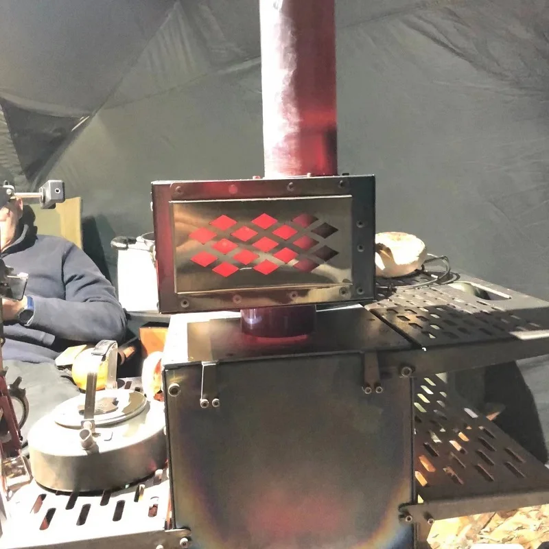 Heat Resistant Camping Tent with Wood Stove Accessories Chimney Scalding Fire Cube Heat Power Box for Outdoor Travel BBQ