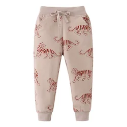 Jumping Meters 2-7T Children's Sweatpants Tigers Print Drawstring Animals Full Length Trousers Pants Fashion Kids Pants