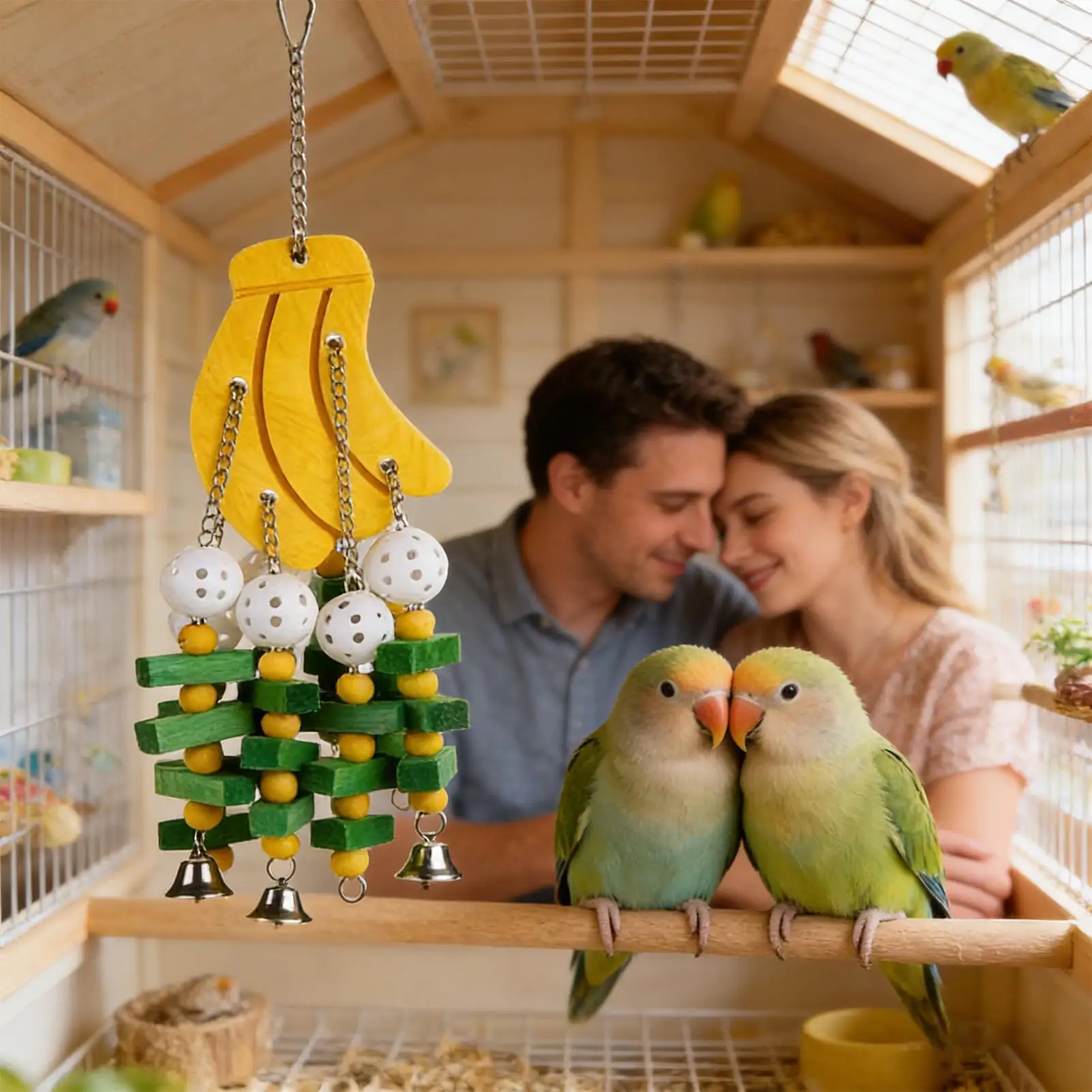 

Conure Toys Banana Design Chewing Game Wooden Bird Shredding Toys For Cockatiel Lovebird Beak Care Stress Bored