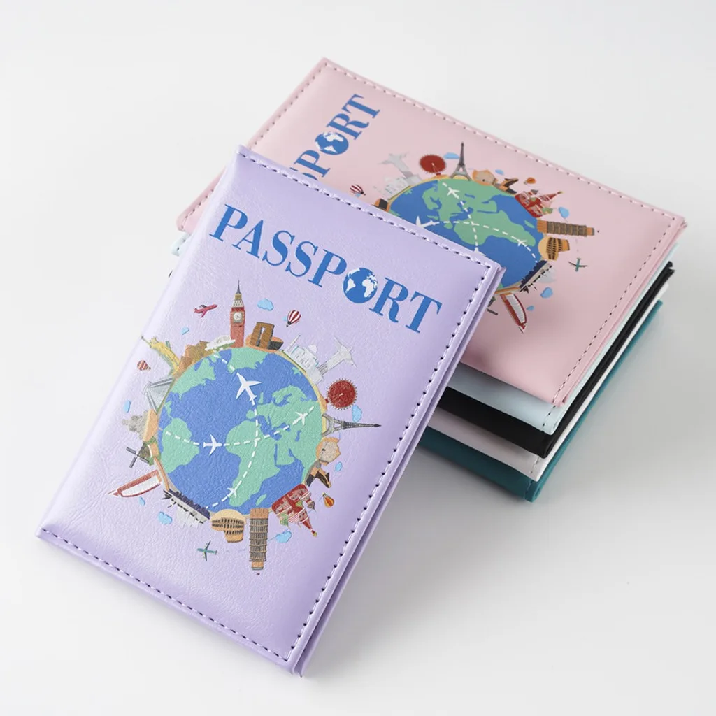 Travel Document Holder Printed Passport Sleeve Card And Id Holder Fun Cartoon Map Passport Cover For Boarding Pass Holder Id