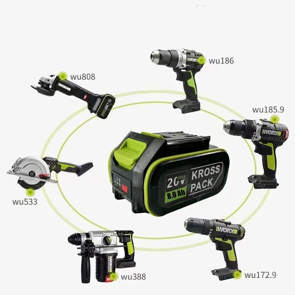 Bateria de íon-lítio 8000mah 20v para absx wa3553/wa3551 20v bateria de ferramenta elétrica sem fio wa3572 wx390 wx176 wx178 wu268 substituição