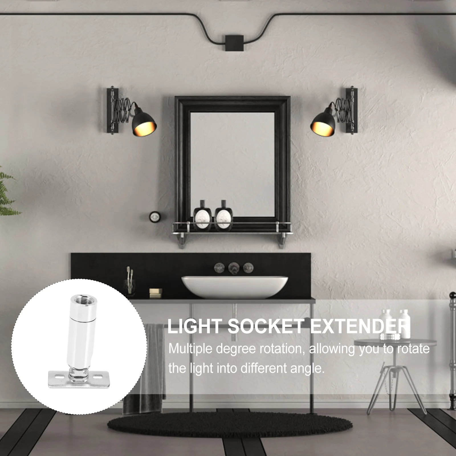 

2Pcs Ceiling Adapter Universal Adjustable Rotation Light Socket Extender Converter for Sloped Ceiling Bathroom Light and Pendant