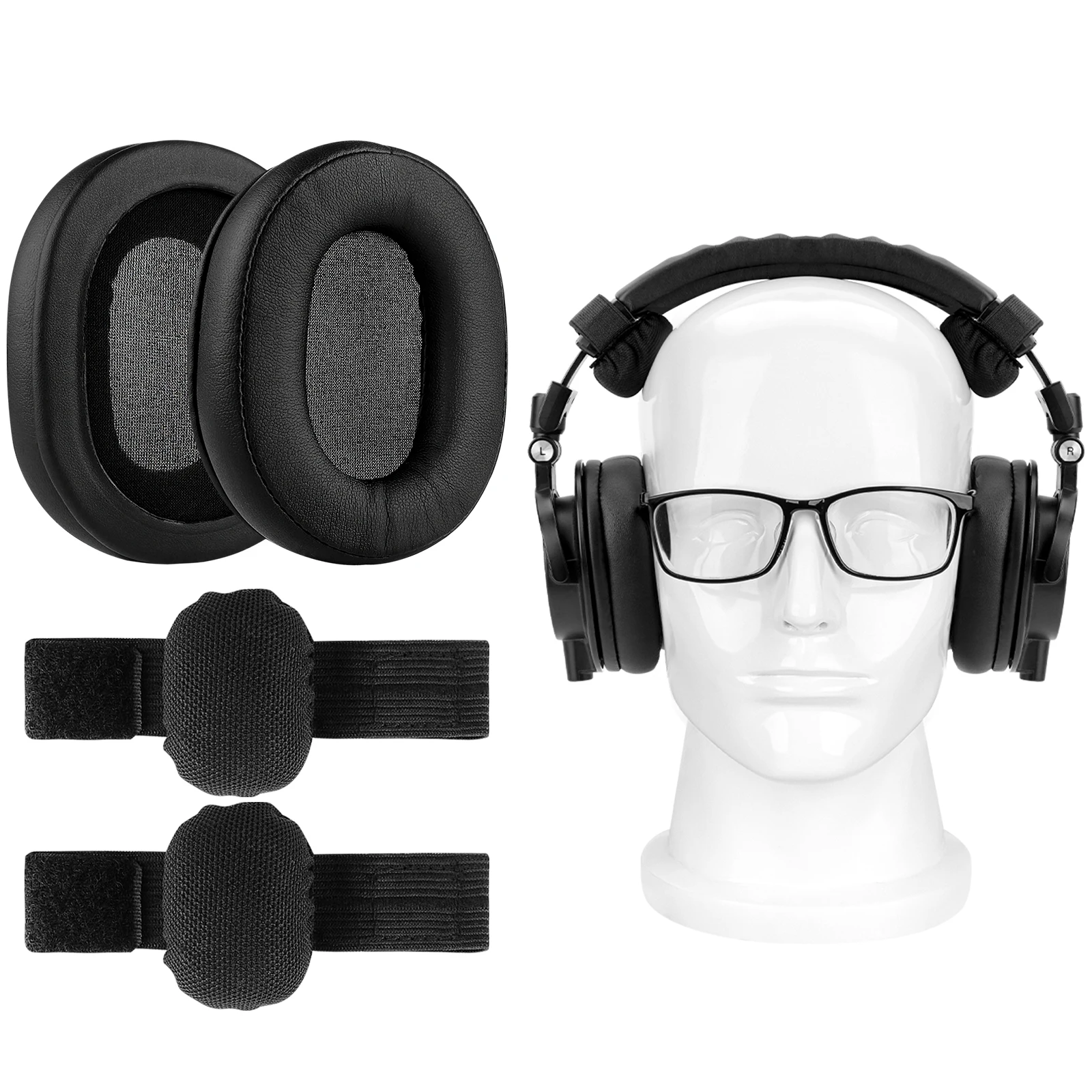 Geekria QuickFit Headphones Ear Pads Kit for Glasses, Compatible with Audio-Technica ATH M50X, M50XBT, M50xBT2 M50, M40X, M30