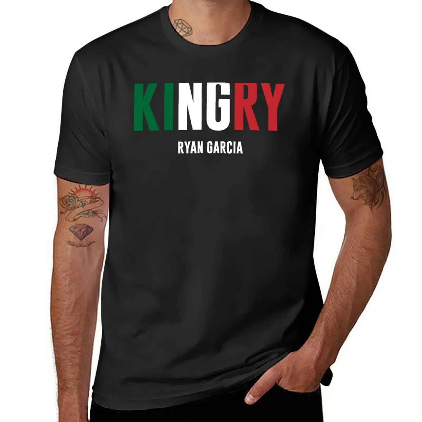 KINGRY Ryan Garcia T-Shirt blacks boys animal print Men's cotton t-shirt