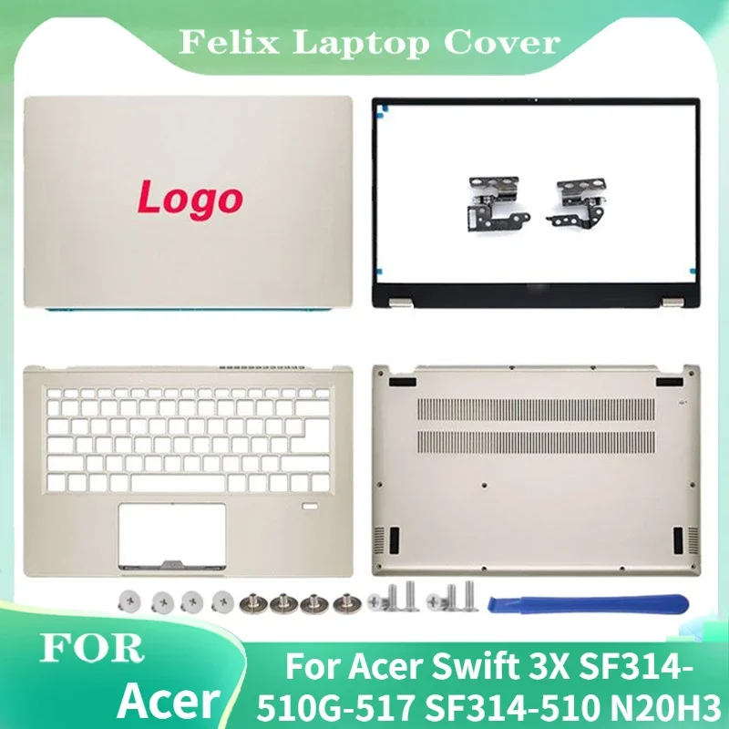 New LCD Back Cover Front Bezel Palrmest Bottom Case Hinges Laptop Housing Cover For Acer Swift 3X SF314-510G-517 SF314-510 N20H3