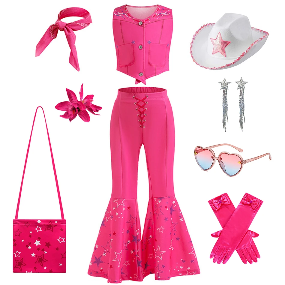 สาวคอสเพลย์ดาวสีชมพูพิมพ์เครื่องแต่งกายชุดเด็กฮาโลวีน Carnival Party Vestidos เด็ก Stage Performance เสื้อผ้าแฟนซี