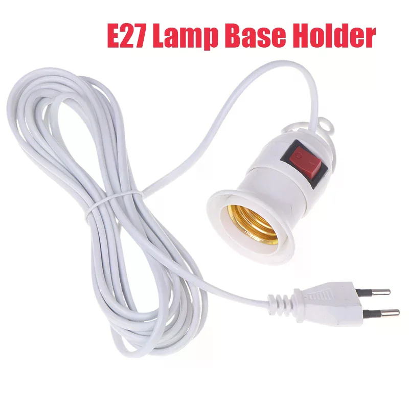 1Pcs EU Plug 4M Power Cord Cables E27 Lamp Base Holder With Switch For Pendant Led Bulbs Fixture Hanglamp Suspension Socket