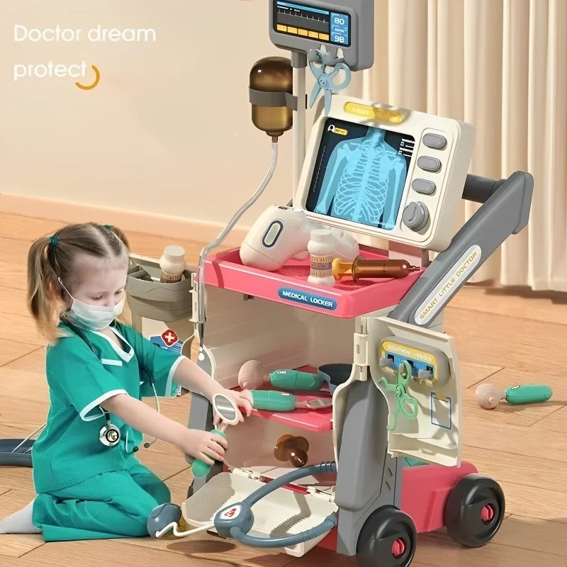 Luxury Simulation Medical Table Set Medical Trolley Puzzle Early Education Doctors And Nurses Injection Play House  Kids Gift