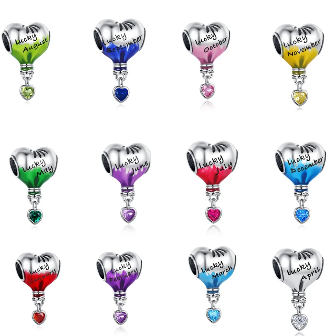 Popular Fashion DIY 925 Silver Pendant Hot Air Balloon Bead Necklace Pendant Suitable for Bracelet Necklace Jewelry Making