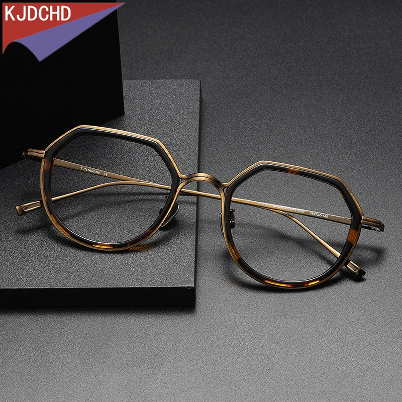 

2024 Acetate Titanium Glasses Frame Men Women Simple Retro Polygon Prescription Eyeglasses Frames Myopia Male Optical Eyewear