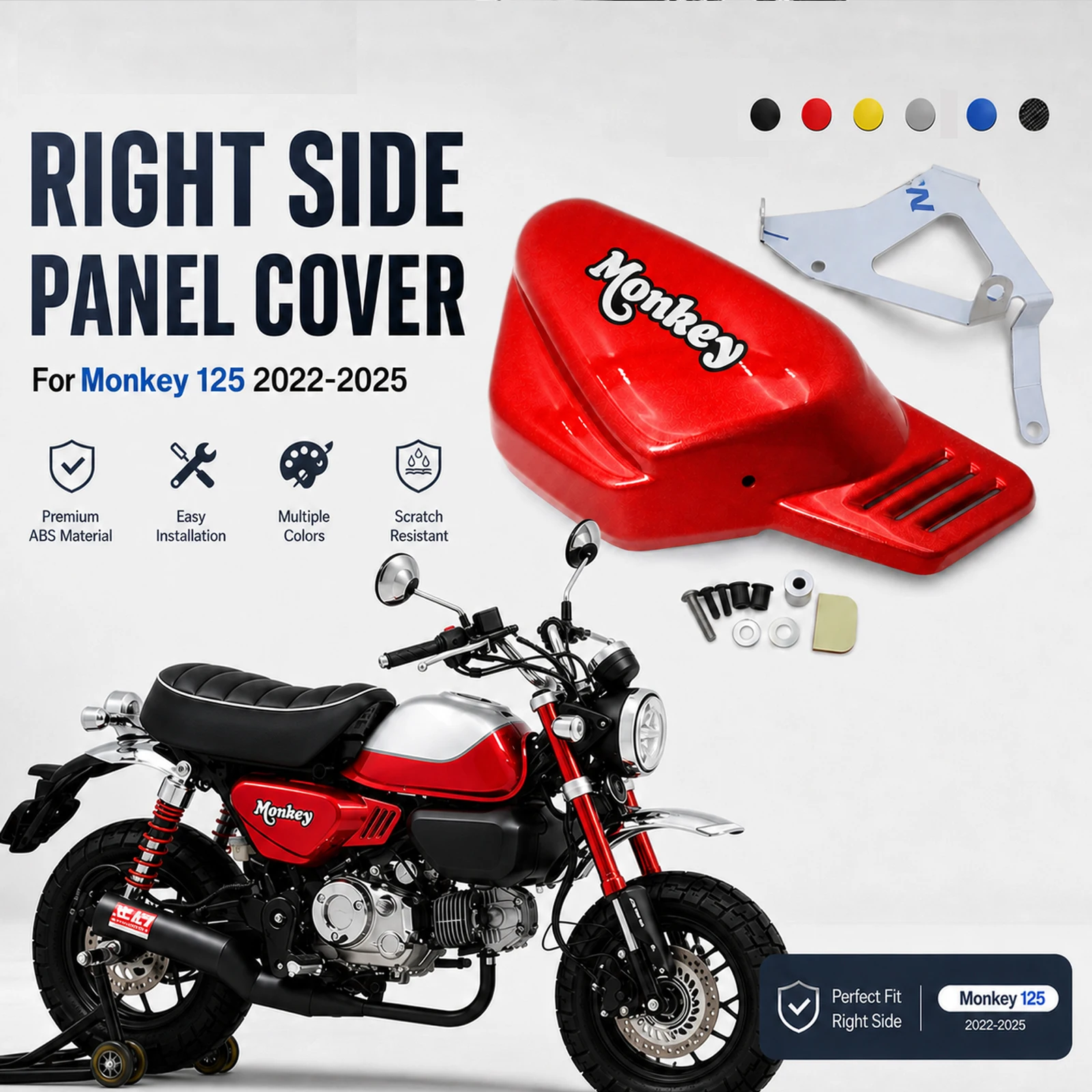 For Honda Monkey 125 2026 2025 Motorcycle Body Filling Injection Frame Spoilers Side Cowl Cover Panel Monkey125 2024 2023 2022